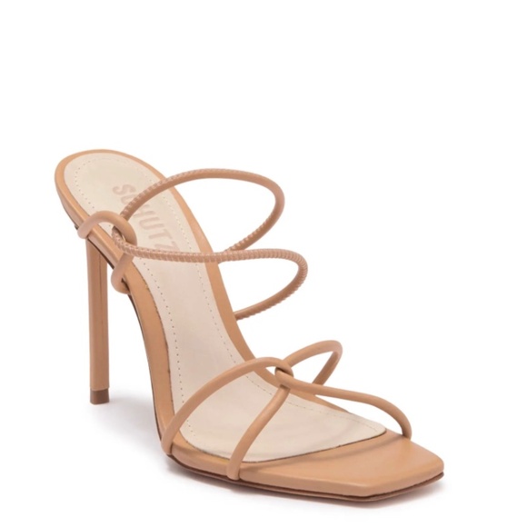 NIB SCHUTZ  Gabiele Strappy Leather Sandal in Honey Beige - Size 9.5M - Picture 1 of 13